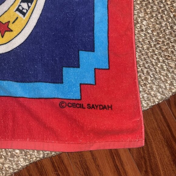 Cecil Saydah Beach Towel Nautical Flag Anchor Bold Colors 59x30 Light Fading - Picture 3 of 10